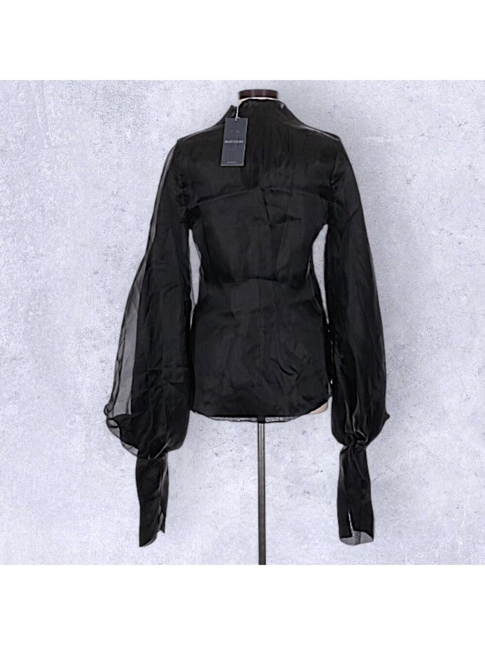 NWT Imad Eduso Adduni Top Black Biship Sleeve Blouse UK 10 / US 6